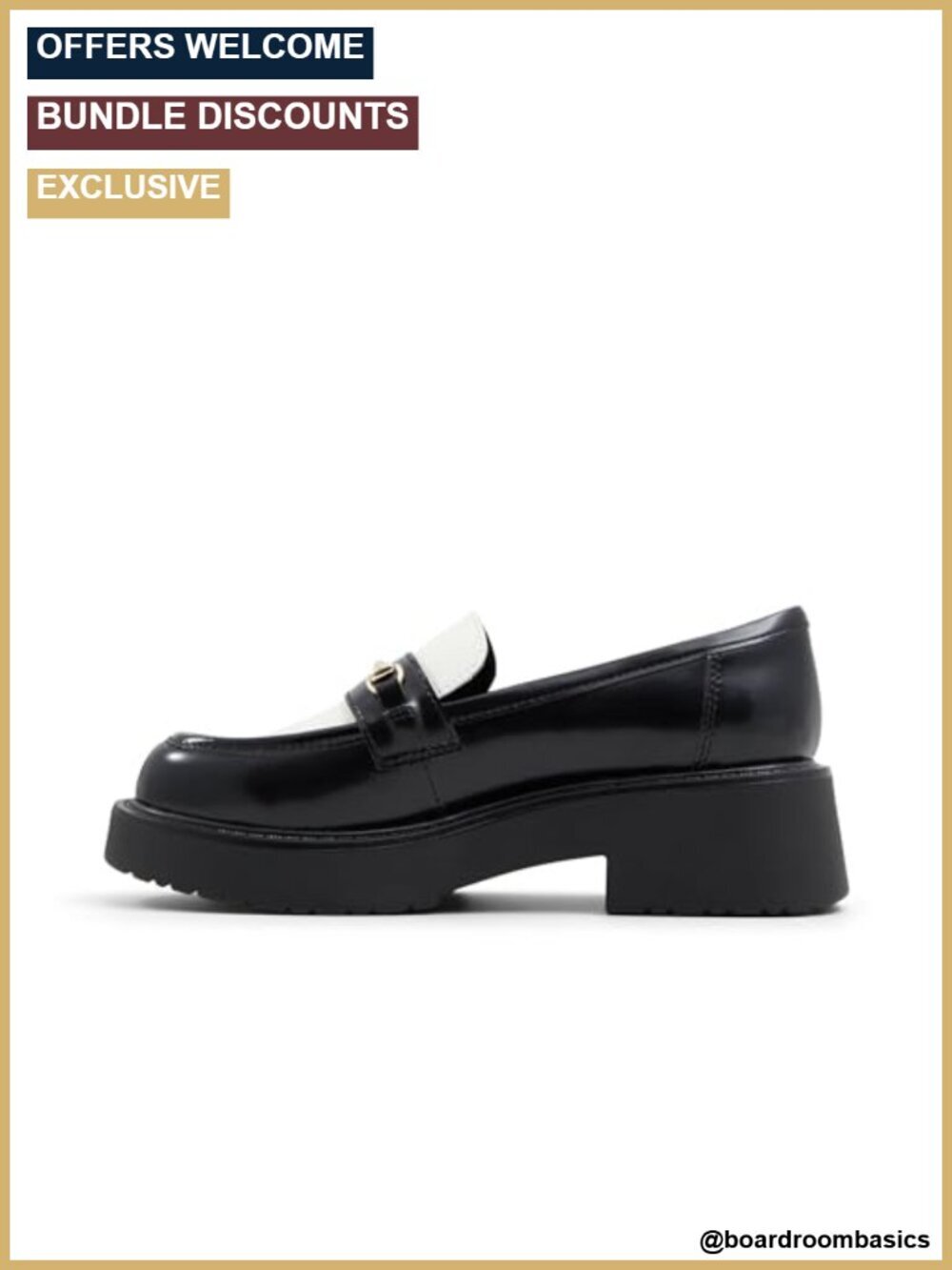 Classic Loafer Silhouette with Block Heel, Slip-On Style, PU